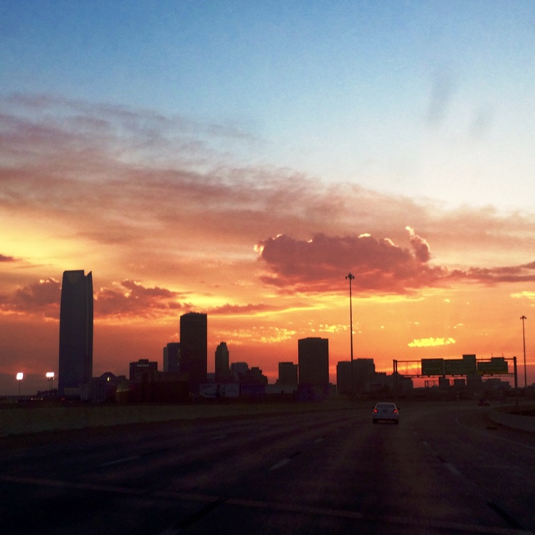 We actually ventured away from the farm on a weeknight this week and managed to catch this gorgeous sunset over the downtown Oklahoma City skyline. 