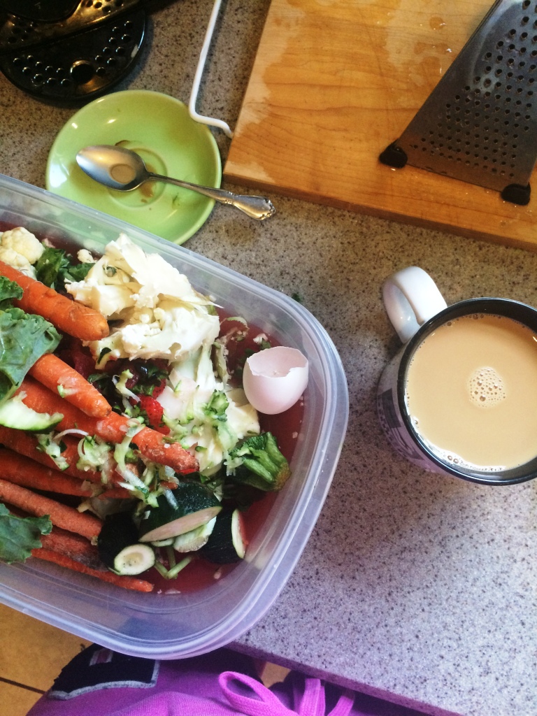 coffee and chicken bowl