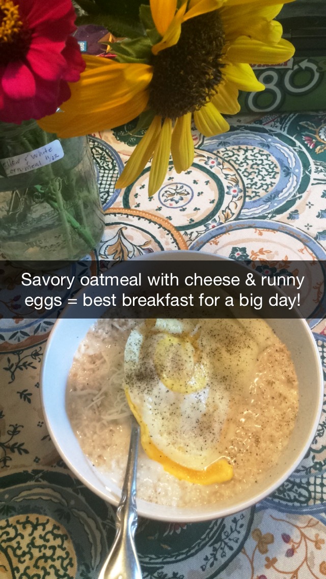 Favorite breakfast lately! Plain quick oats stirred together with a runny egg or two, maybe some skim cheese. Delicious and zero sugar spike. Try it.